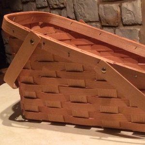 Peterboro Basket Co. ~ Wood Slanted Herb Vegetable Flower Gathering Basket ~ EUC